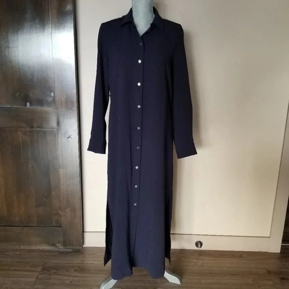 Theory Cady Midi Shirt Dress Navy M - Picture 4 of 11